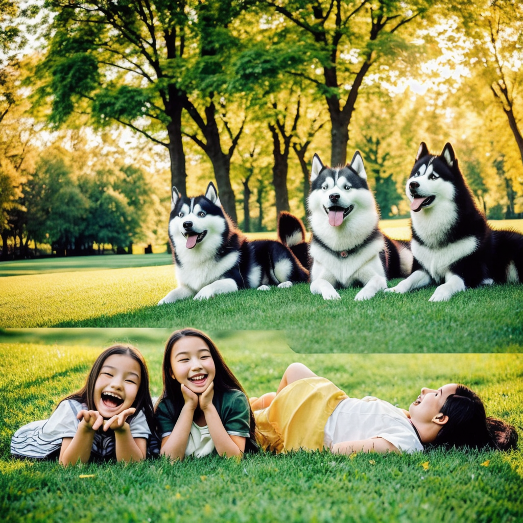 Zabawa z husky w parku